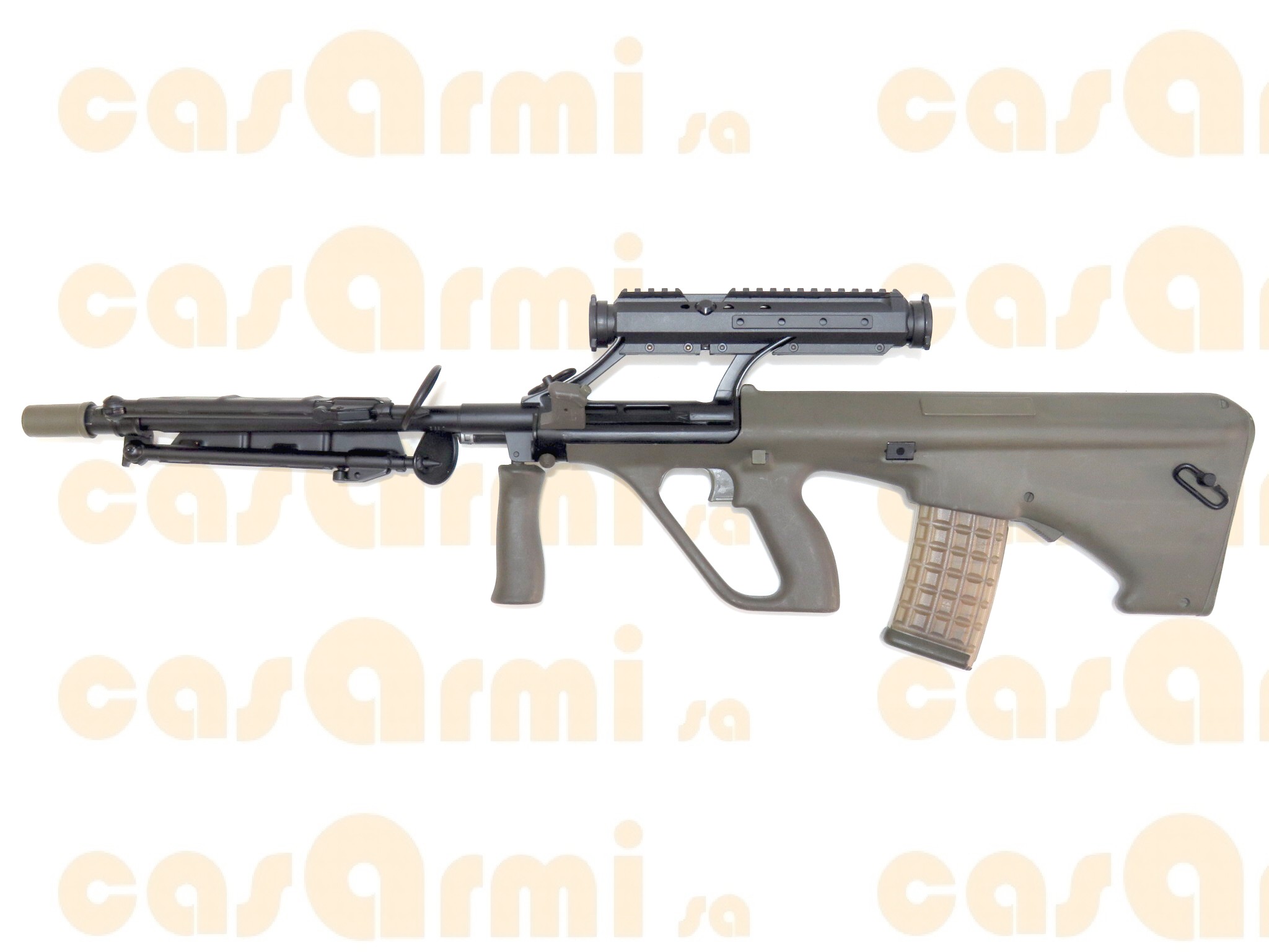 Steyr mod. AUG A1, con 3 caricatori da 30 colpi e 30 caricatori da 42 colpi .223 Remington